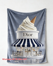 Dior Ice Cream Shop Printed Flannel Sofa Throw Blanket D274